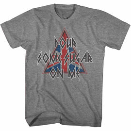 Def Leppard-Pour Some Triangle-Graphite Heather Adult S/S T-Shirt - Graphite Heather