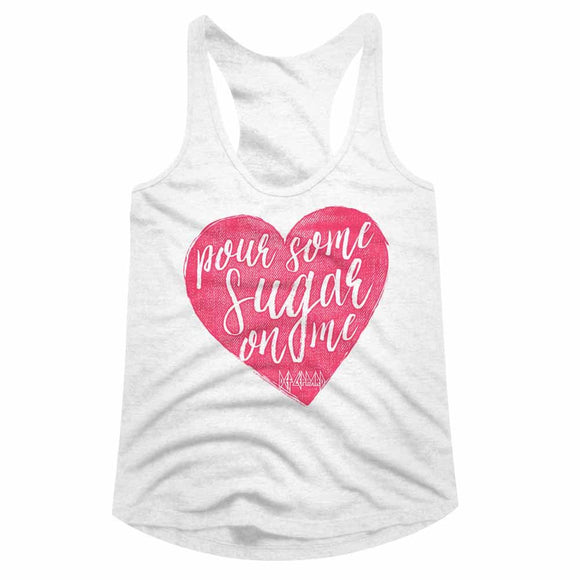 Def Leppard-Sugar Heart-White Ladies Slimfit Racerback-S - White