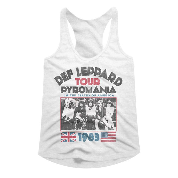 Def Leppard-Pyro Tour-White Ladies Slimfit Racerback-S - White