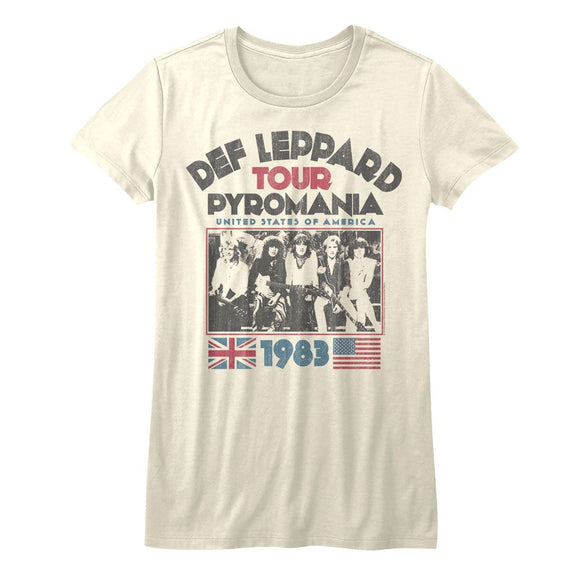Def Leppard-Pyro Tour-Vintage White Ladies S/S T-Shirt - Vintage White