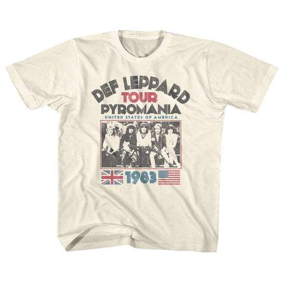 Def Leppard-Pyro Tour-Natural Youth S/S T-Shirt (7-8) - Natural