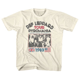 Def Leppard-Pyro Tour-Natural Youth S/S T-Shirt-Xs (5-6) - Natural