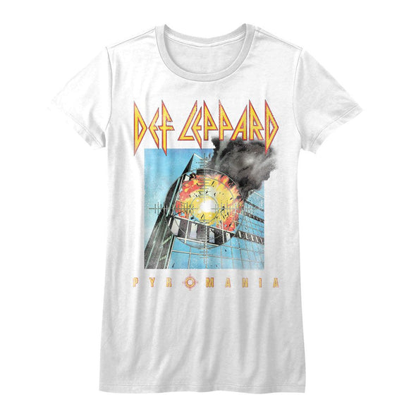 Def Leppard-Faded Pyromania-White Ladies S/S T-Shirt - White