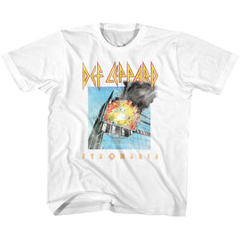 Def Leppard-Faded Pyromania-White Youth S/S T-Shirt (7-8) - White