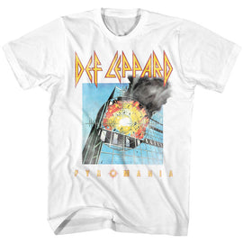 Def Leppard-Faded Pyromania-White Adult S/S T-Shirt - White
