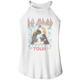 Def Leppard-Def Leppard Hysteria 88-White Ladies Sleeveless Rocker Tank-S - White