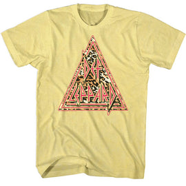 Def Leppard-Leppardprint-Yellow Heather Adult S/S T-Shirt - Yellow Heather