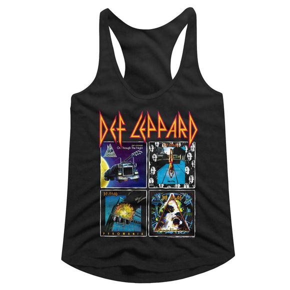 Def Leppard-80Salbums-Black Ladies Slimfit Racerback-S - Black