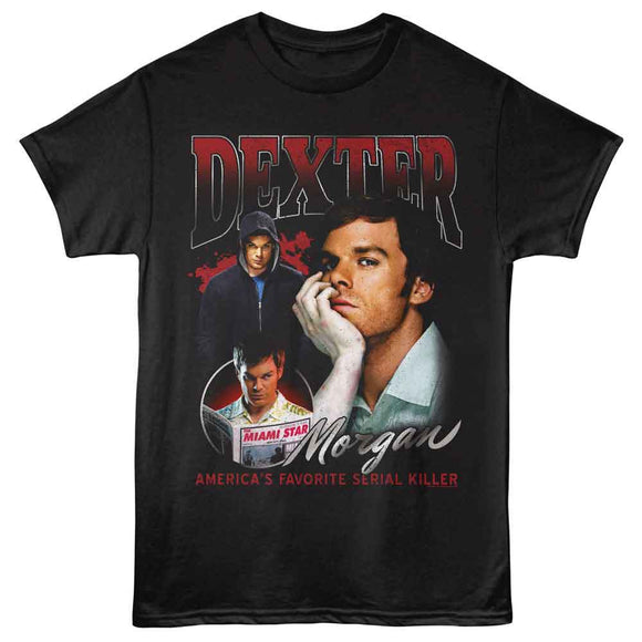 Dexter-Dexter Morgan Collage-Black Adult S/S T-Shirt - Black