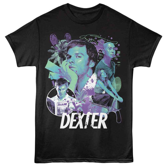 Dexter-Dexter Neon Collage-Black Adult S/S T-Shirt - Black