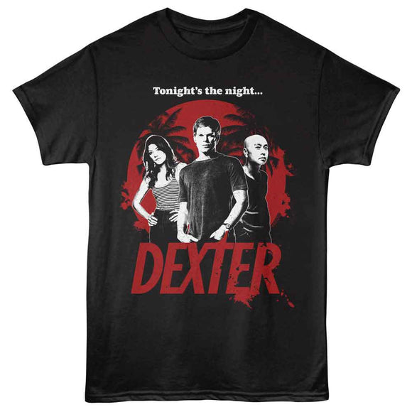 Dexter-Dexer Group And Palm Trees-Black Adult S/S T-Shirt - Black