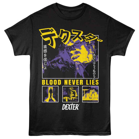 Dexter-Dexter Blood Never Lies-Black Adult S/S T-Shirt - Black