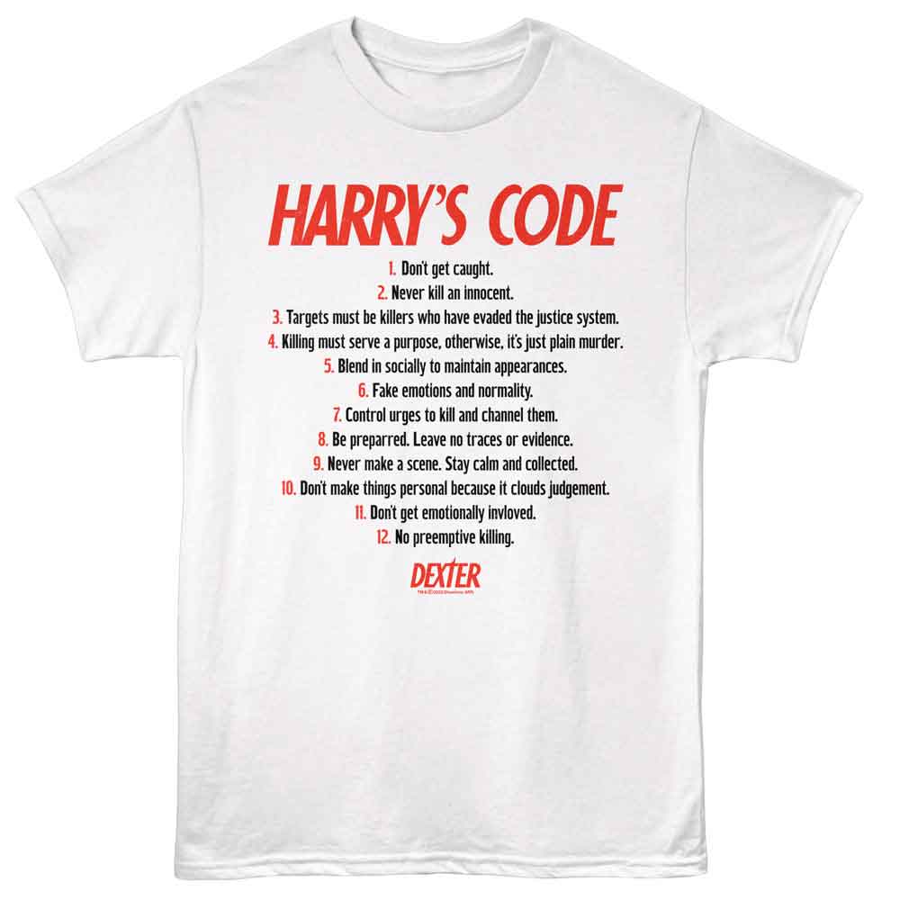 Dexter Code Official Dexter Harrys Code T-Shirt | Licensed Movie Tee | Coastline ...