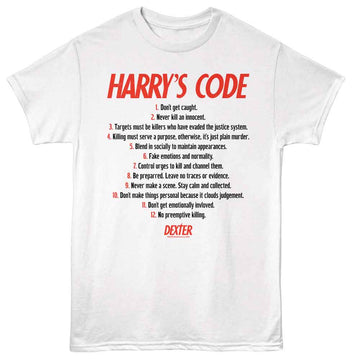 Dexter-Dexter Harrys Code-White Adult S/S T-Shirt - White