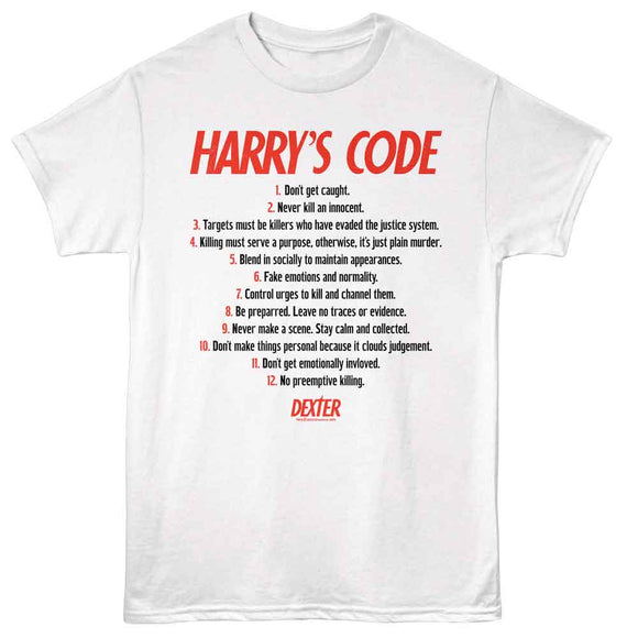 Dexter-Dexter Harrys Code-White Adult S/S T-Shirt - White