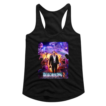 Dead Rising-Purple Action-Black Ladies Slimfit Racerback-S - Black