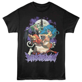 Darkstalkers-Darkstalkers Tower And Moon Background-Black Adult S/S T-Shirt - Black