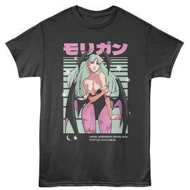 Darkstalkers-Darkstalkers Morrigan Lines-Smoke Adult S/S T-Shirt - Smoke