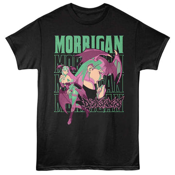 Darkstalkers Morrigan Stacked Black Adult T-Shirt