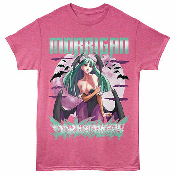 Darkstalkers Morrigan Retro Pink Heather Adult T-Shirt