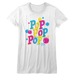 Dum Dums-Pop Pop Pop-White Ladies S/S T-Shirt - White