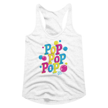 Dum Dums-Pop Pop Pop-White Ladies Slimfit Racerback-S - White
