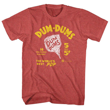 Dum Dums-Worlds Best Pop-Red Heather Adult S/S T-Shirt - Red Heather