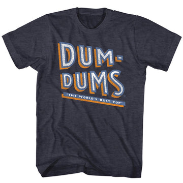 Dum Dums-Stacked Dum-Navy Heather Adult S/S T-Shirt - Navy Heather