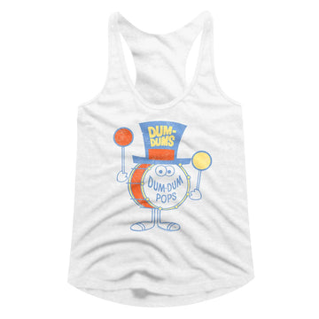Dum Dums-Dum Dums Dum Dum Pops-White Ladies Slimfit Racerback-S - White