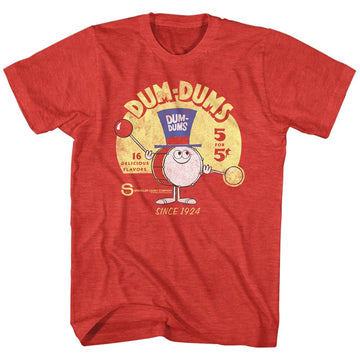 Dum Dums-Drum Man Ad-Red Heather Adult S/S T-Shirt - Red Heather