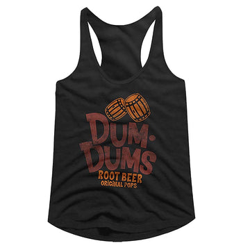 Dum Dums-Root Beer-Black Ladies Slimfit Racerback-S - Black