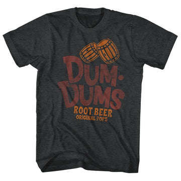 Dum Dums-Root Beer-Black Heather Adult S/S T-Shirt - Black Heather