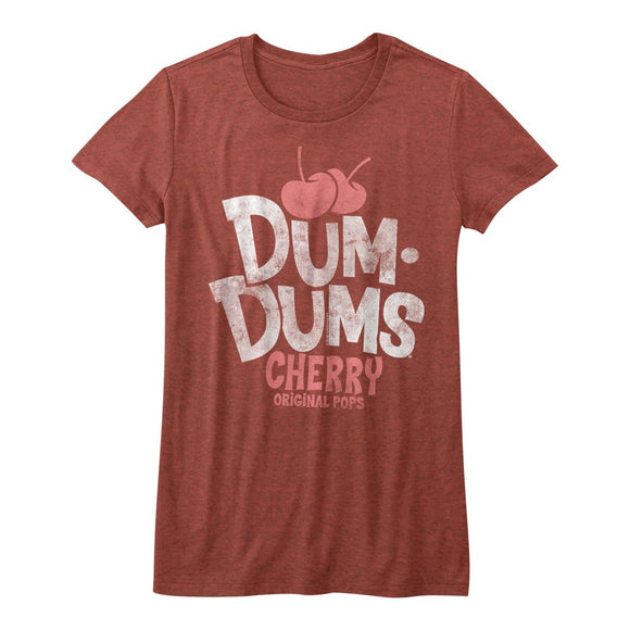 Dum Dums-Cherry-Red Heather Ladies S/S T-Shirt - Red Heather