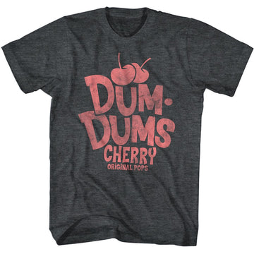 Dum Dums-Rd Cherry Dum Dums-Black Heather Adult S/S T-Shirt - Black Heather