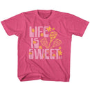 Dum Dums-Dum Dums Life Is Sweet-Vintage Hot Pink Youth S/S T-Shirt-Xs (5-6) - Vintage Hot Pink