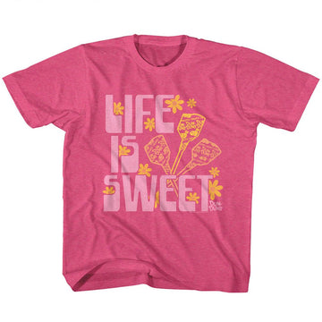 Dum Dums-Dum Dums Life Is Sweet-Vintage Hot Pink Youth S/S T-Shirt-Xs (5-6) - Vintage Hot Pink
