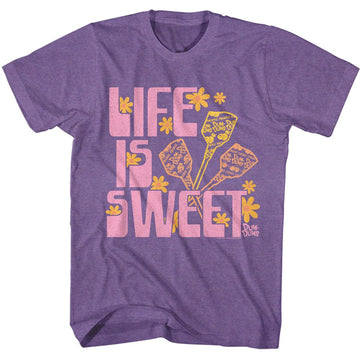 Dum Dums-Dum Dums Life Is Sweet-Purple Heather Adult S/S T-Shirt - Purple Heather