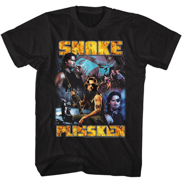 Escape From New York-Escape From New York Snake Collage-Black Adult S/S T-Shirt - Black