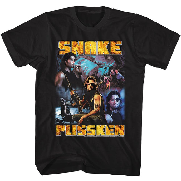 Escape From New York-Escape From New York Snake Collage-Black Adult S/S T-Shirt - Black