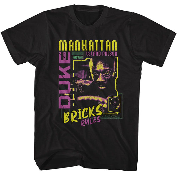 Escape From New York-Escape Bricks Rules Island Prison-Black Adult S/S T-Shirt - Black
