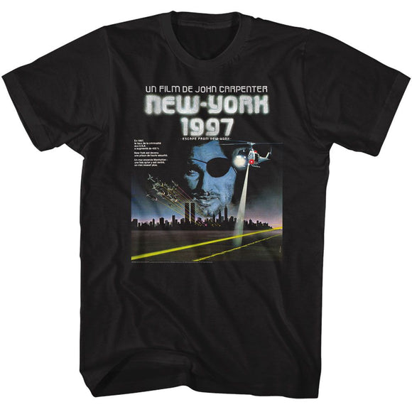 Escape From New York-Escape From New York French Poster Image-Black Adult S/S T-Shirt - Black