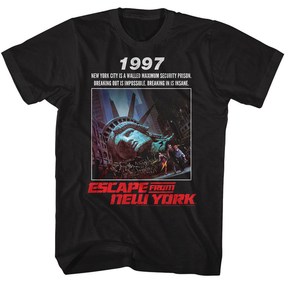 Escape From New York-Escape From New York 1997 Poster Statement-Black Adult S/S T-Shirt - Black