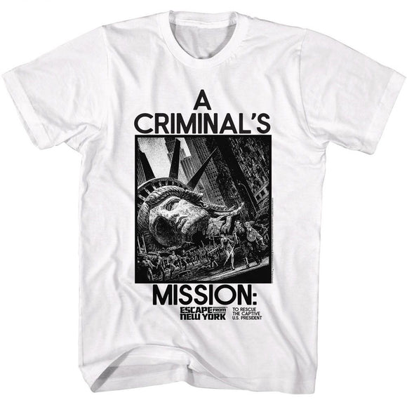 Escape From New York-Escape From New York A Criminals Mission-White Adult S/S T-Shirt - White