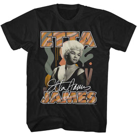Etta James-Etta James Portrait And Shapes-Black Adult S/S T-Shirt - Black