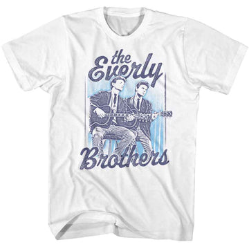 Everly Brothers-Everly Brothers Cool Contrast-White Adult S/S T-Shirt - White