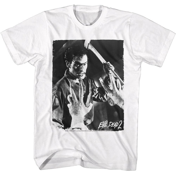 Evil Dead-Evil Dead Ash With Axe-White Adult S/S T-Shirt - White