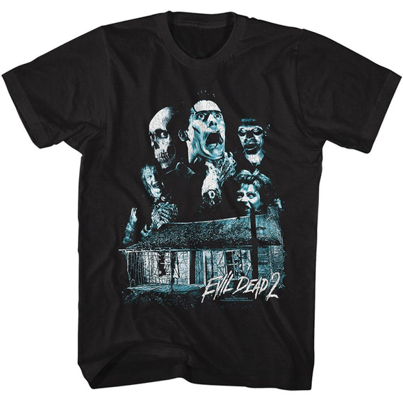 Evil Dead-Evil Dead Collage-Black Adult S/S T-Shirt - Black