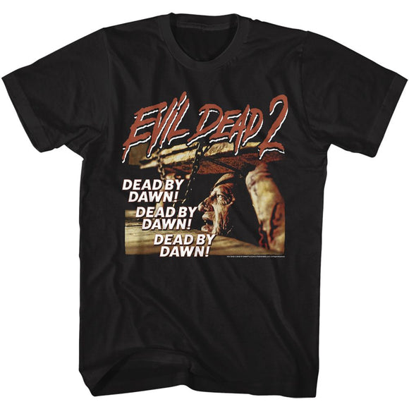 Evil Dead-Evil Dead Dead By Dawn-Black Adult S/S T-Shirt - Black