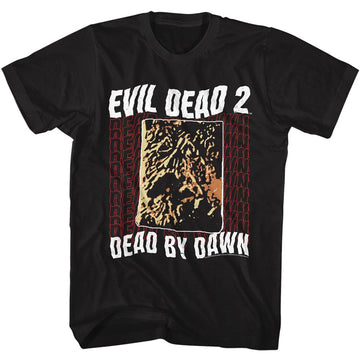 Evil Dead-Evil Dead Dead By Dawn Repeating-Black Adult S/S T-Shirt - Black