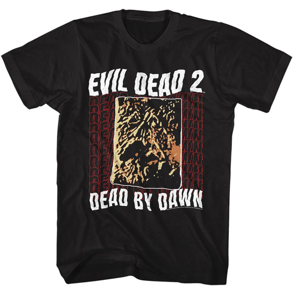 Evil Dead-Evil Dead Dead By Dawn Repeating-Black Adult S/S T-Shirt - Black
